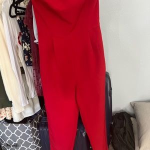 Express red strapless jumpsuit